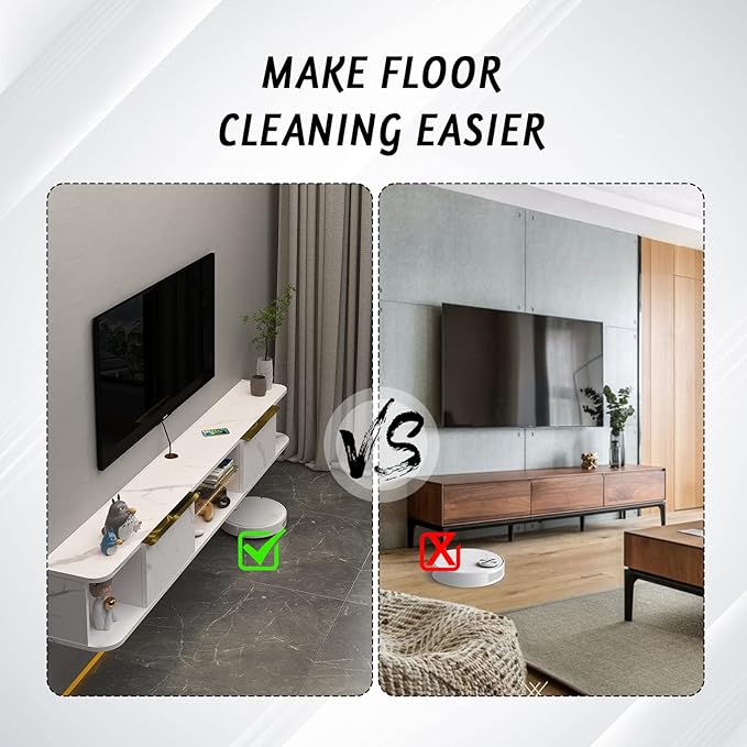 Pmnianhua LED Floating TV Stand with 2 Drawers,78'' Floating TV Shelf with LED Lights,Wall Mounted Media Console,Floating Entertainment Center with Storage for Bedroom Playroom Living Room(White)