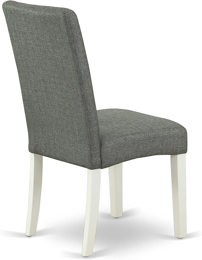 East West Furniture AMDR3-LWH-07 3 Piece Dining Table Set for Small Spaces Contains a Round Kitchen Table with Pedestal and 2 Gray Linen Fabric Upholstered Chairs, 36x36 Inch, Linen White