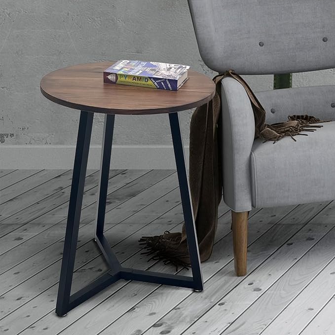Round Metal Coffee Table Legs,16 Inch Black Iron Dining Table Base Only,Circle End Table Legs
