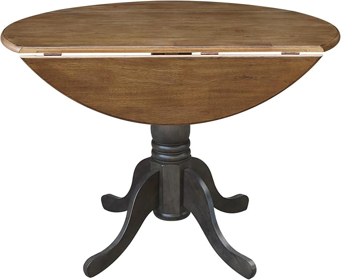 International Concepts 42 Inch Dual Drop Leaf Dining Height Table, Hickory/Washed Coal.