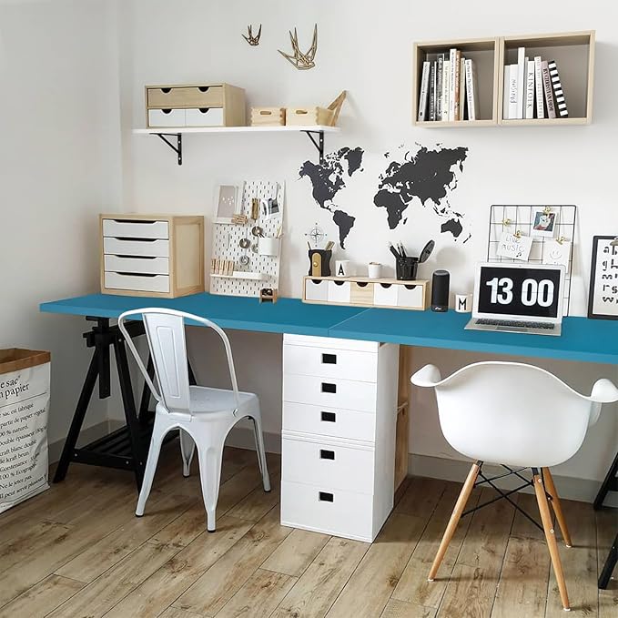Kaboon Universal Table Top 45.67"x23.62", Solid One-Piece Desktop, Reversible Melamine Countertop, Double Desks, L-Desk DIY, Cyan