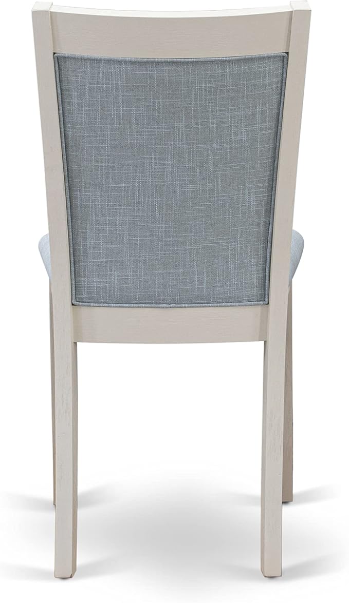 East West Furniture X027MZ015-7 7 Piece Dining Set Consist of a Rectangle Dining Room Table with X-Legs and 6 Baby Blue Linen Fabric Upholstered Parson Chairs, 40x72 Inch, Multi-Color