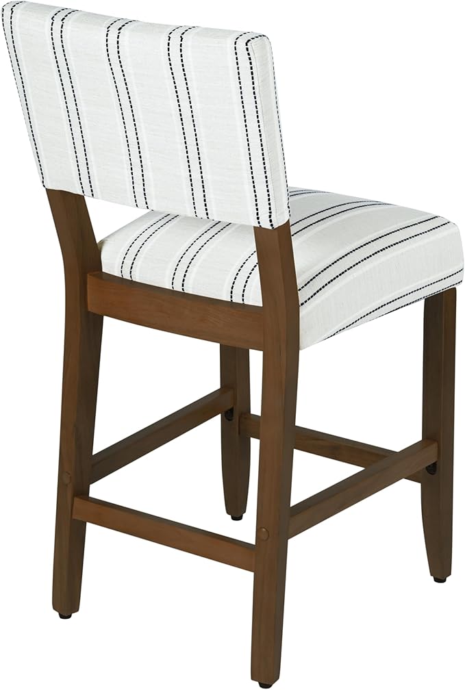 HomePop 24" Open Back Counter Stool|HomePop Home Décor|Fabric Chairs for Dining Room, Kitchen and Living Room - Black and White Stripe(Single Pack)