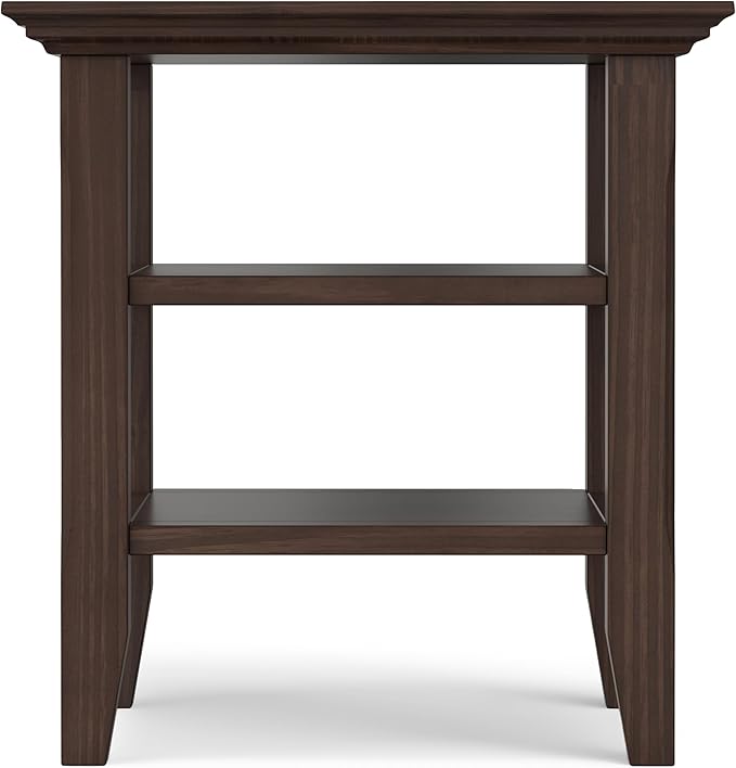 SIMPLIHOME Acadian SOLID WOOD 19 inch Wide Square Transitional End Table in Warm Walnut Brown for the Living Room and Bedroom