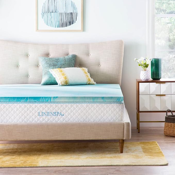 Linenspa 2 Inch Gel Swirl Memory Foam Mattress Topper with Machine-Washable-Cover