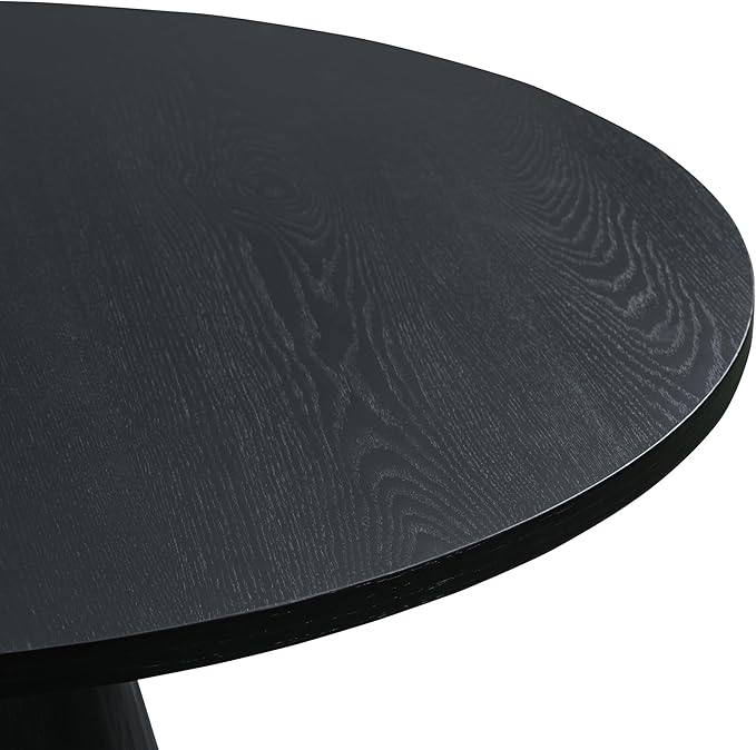 Wooden Kitchen Round Dining Table for 4-6, Round Kitchen Table with Circular Tabletop with Wood Pedestal Base, Rustic Farmhouse Furniture