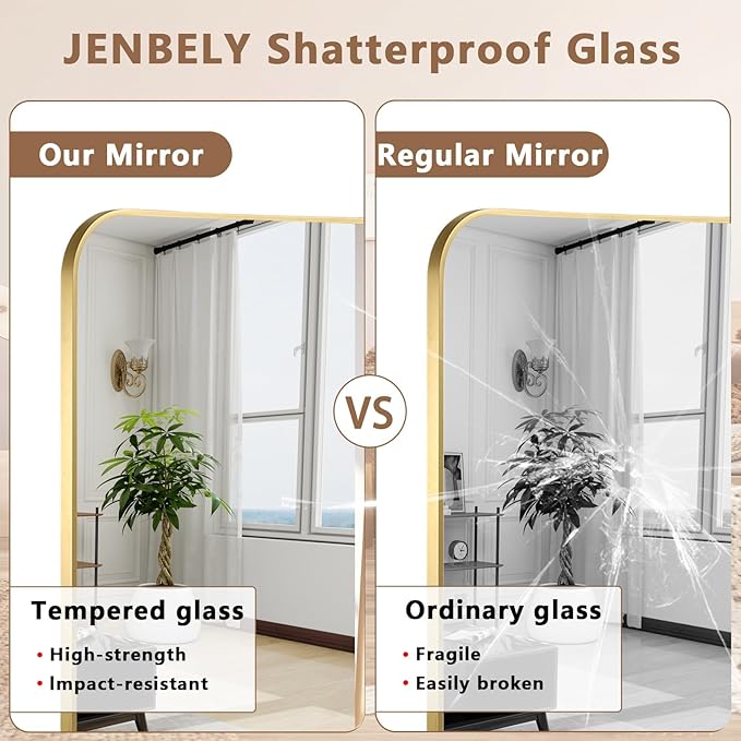 Brushed Gold Mirror, 22"x30" Rectangle Bathroom Mirror, Metal Frame Rectangle Corner Vanity Mirror, Wall Mounted Mirror for Modern, Living Room, Bedroom, Horizontal Or Vertical
