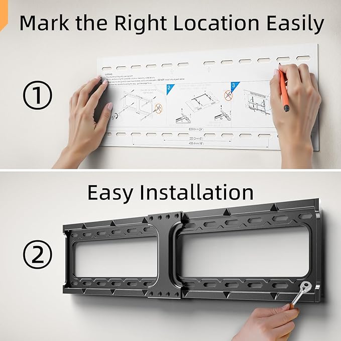 IWORKBORAD 55 65 75 85 inch Low Profile TV Wall Mount for 32-90 '' TVs, Tilt TV Mount Bracket, Safe Lock & Quick Release, Max VESA 600x400mm, 24 inch Studs,132 lbs, Fit Most 55+ 75+ 85+ 86 TVs