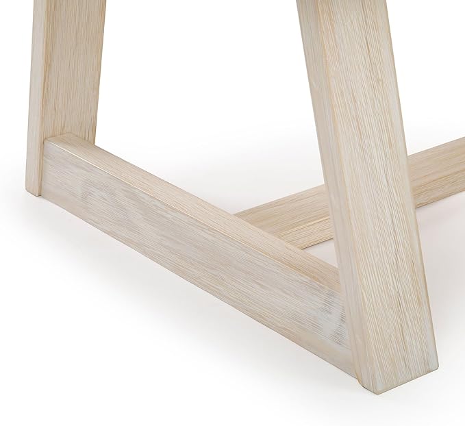 Plank+Beam Classic Rectangular Coffee Table, 40 Inch Farmhouse Coffee Table, Mini Center Tables for Small Spaces, Small Living Space Tea Table, White Sand Wirebrush