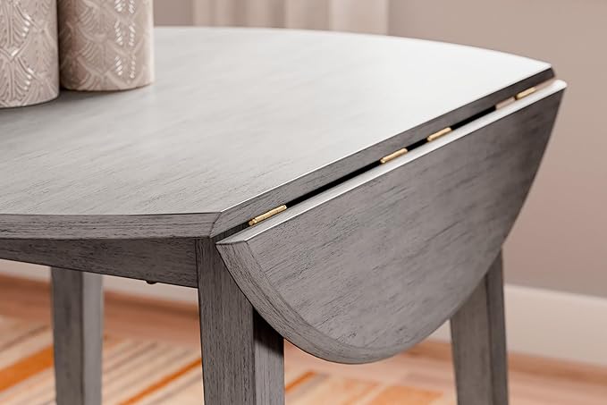 Signature Design by Ashley Shullden Casual Round Dining Small Drop Leaf Table, Seats up to 4, Gray
