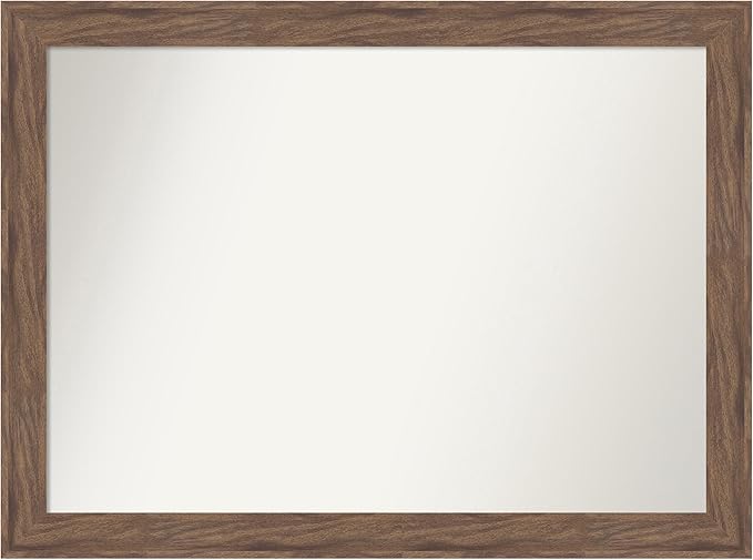 Amanti Art Brown Bathroom Mirror for Over Sink, 32x43 Pia Medium Brown Rectangle Vanity Mirror, X-Large Casual Frame, Hangs Horizonally and Vertically, Bathroom Wall Decor, Non-Beveled Edge