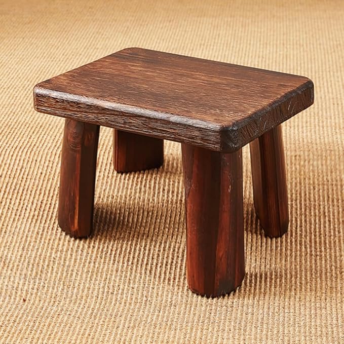 Wooden Stool, Rectangular Bedside Step Stool, Step Ladder for Kitchen & Bathroom, Foot Rest Stool Under Desk, Super Sturdy Hold Up to 500 LBS (14.2"x10.6"x10.6")