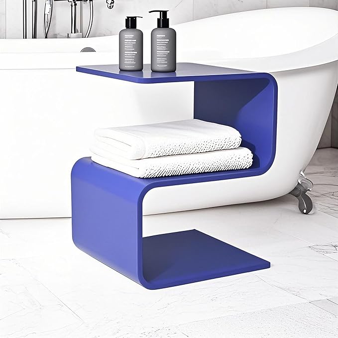 Acrylic Side Table,17.7" H S-Shaped end Table for Living Room,Clear Nightstand,Bedside Table for Bedroom,Used for The Bathroom Storage Table