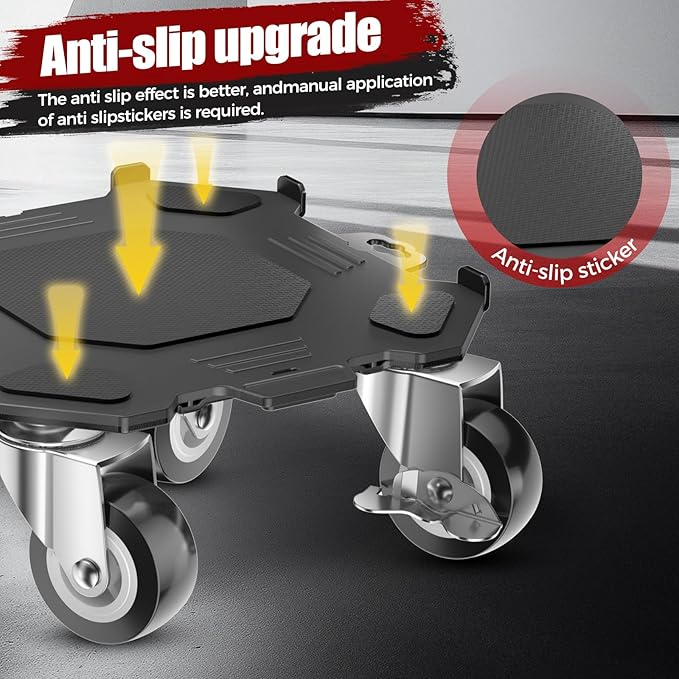 Upgraded Furniture Dolly Movers 5 Wheel Heavy Duty 3000LBS Capacity Carbon Steel Panel 360° Rotating Casters Furniture Slider for Sofa Refrigerator Piano (Black, 6in)