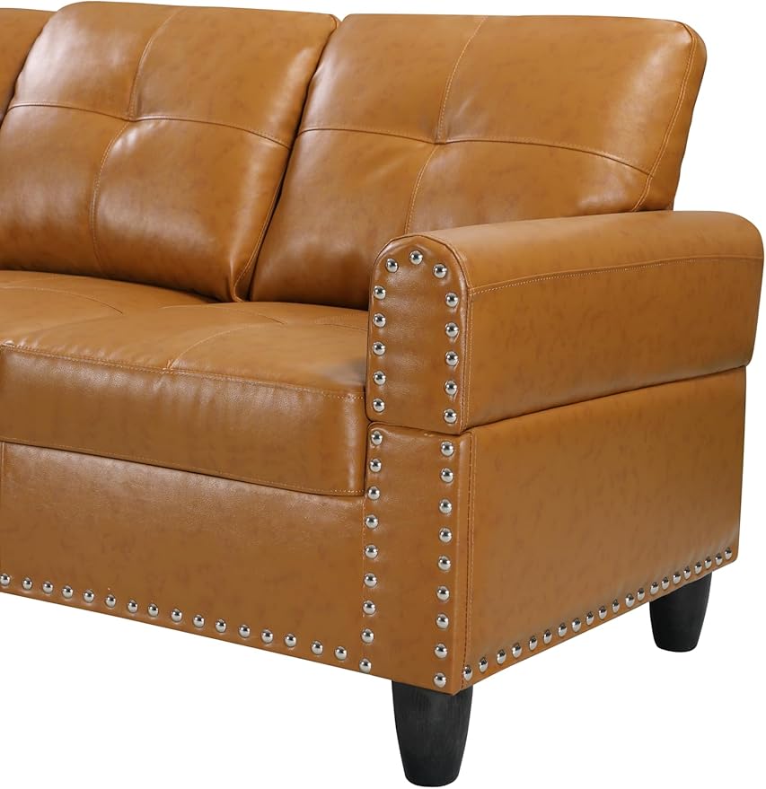 Evan Sectional Sofa or Couch with Ottoman for Living Room, Apartment, Bedroom, Office