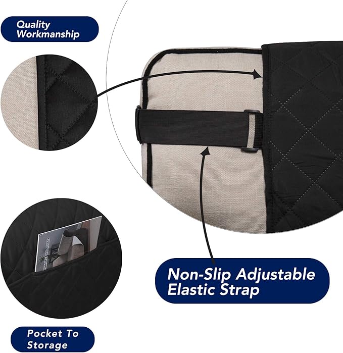 PureFit Reversible Sofa Couch Cover Water Resistant Couch Covers for 3 Cushion, Washable Furniture Cover with Non-Slip Foam and Adjustable Strap for Dogs, Pets (Sofa, Black/Beige)