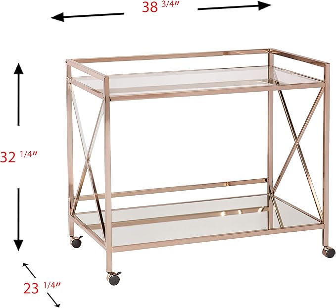 SEI Furniture Maxton Metallic Open Shelf Bar Cart, Gold