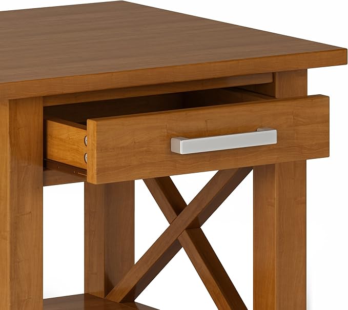 SIMPLIHOME Kitchener SOLID WOOD 21 inch Wide Square Contemporary End Side Table in Light Golden Brown for the Living Room and Bedroom