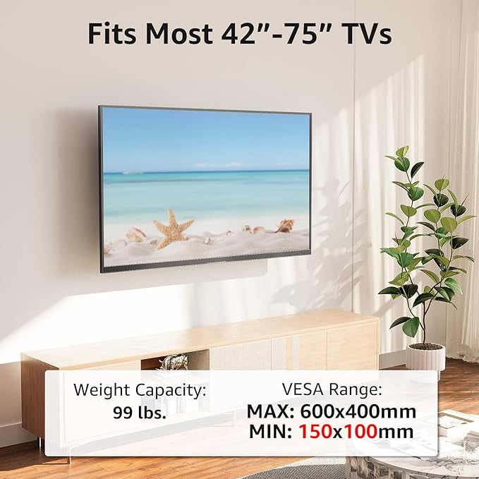 MOUNTUP Corner TV Wall Mount for Most 42-75 Inch TVs with 32” Long Extension, Long Arm TV Mount, Full Motion TVs Mount Swivel Articulating Mounts, MAX VESA 600x400mm, Holds up to 99 lbs MU0076