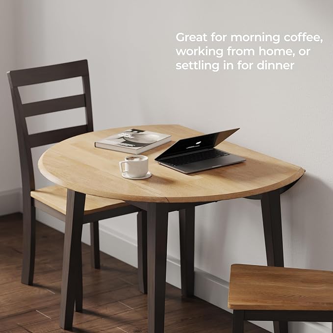 Signature Design by Ashley Gesthaven Contemporary Dining Drop Leaf Table with 4 Legs, Light Brown & Dark Brown