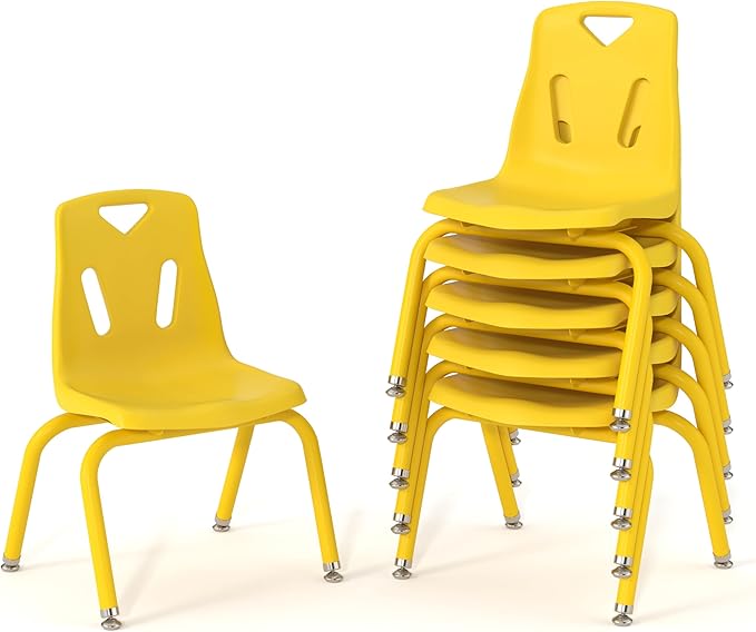 Berries Jonti-Craft 8120JC6007 Stacking Chairs with Powder-Coated Legs, 10" Height, Yellow, Pack of 6