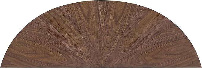 Martin Svensson Home LAX Walnut Brown 48-Inch Half-Moon Wood Sofa Console Table with Shelf Storage