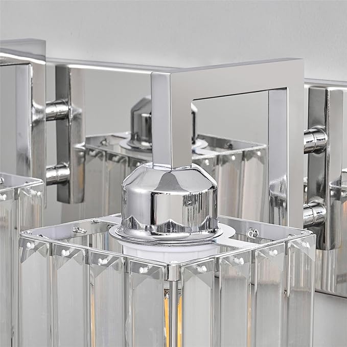 Modern Bathroom Vanity Light 4-Lights Chrome Crystal Wall Lamp Bathroom Modern Crystal Vanity Lighting