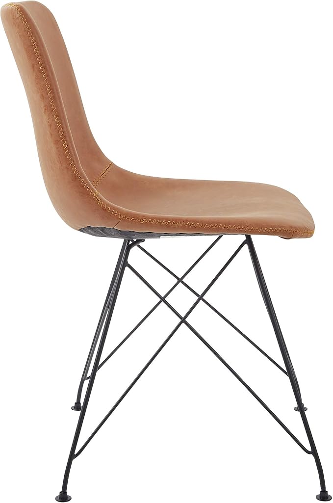 OSP Home Furnishings Trenton Modern Dining Chairs, Set of 2, Sand Faux Leather