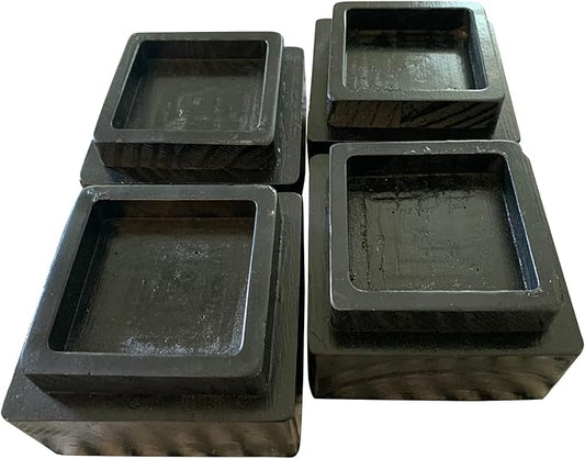 Walnut Wood Risers - 2 Inch Height, 4 Risers, Black - Square Bed Risers for Storage and Cleaning - Heavy Duty Furniture Lifter for Table, Couch and Sofa Legs at Home and Office