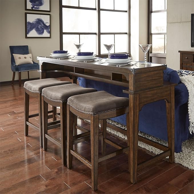 Liberty Furniture Industries Aspen Skies Uph Console Stool, W18 x D15 x H26, Medium Brown