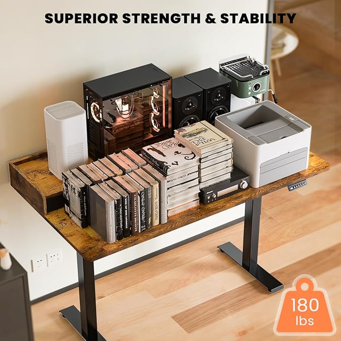 48x30 Inch Electric Standing Desk with Drawers & Widen Desktop, Thickened Desk Frame, Adjustable Height Sit Stand Up Table, Home Office Computer Desk with Cable Management, Rustic Brown