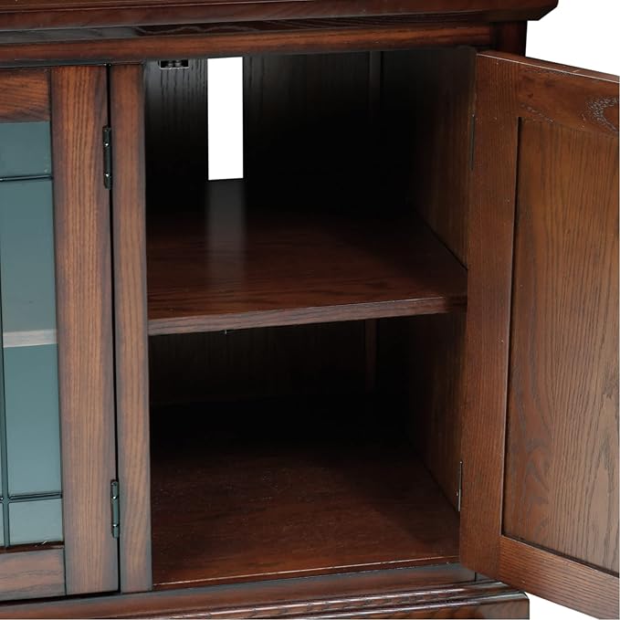 Leick Home 80360 Leaded Glass TV Stand For 65" TV's, Burnished Oak