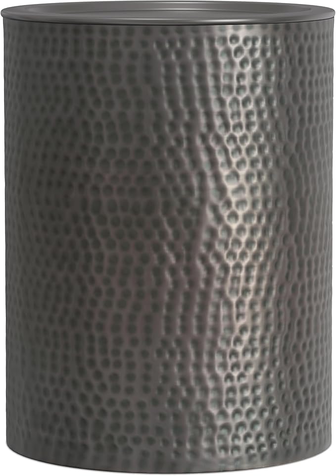 SIMPLIHOME Corbin 16 inch Wide Metal Side Table in Hammered Antique Copper, Round Drum Design End Table for Living Room, Family Room, or Entryway, Industrial Style, Assembled