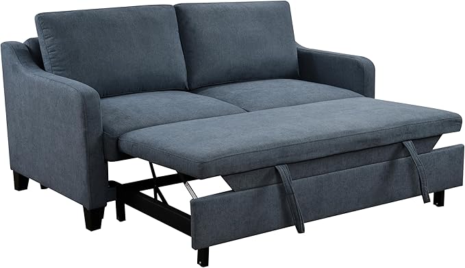 ERYE Modern 3-in-1 Sofa Loveseat Convertible Sleeper Sofabed, Queen Size Upholstered Love Seat Sofa Soft Cushion Daybed with Pull Out Sleeper Couch Bed for Living Room Home Apartment RV