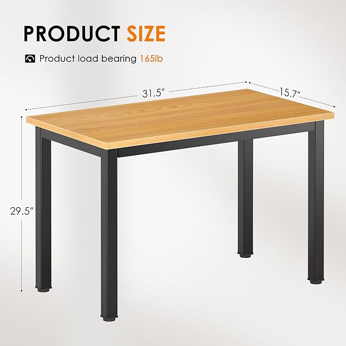 DlandHome 31.5 inches Small Computer Desk for Home Office Activity Table Writing Table for Small Spaces Study Table Student Laptop Desk Teak and Black DND-AC3BB-8040
