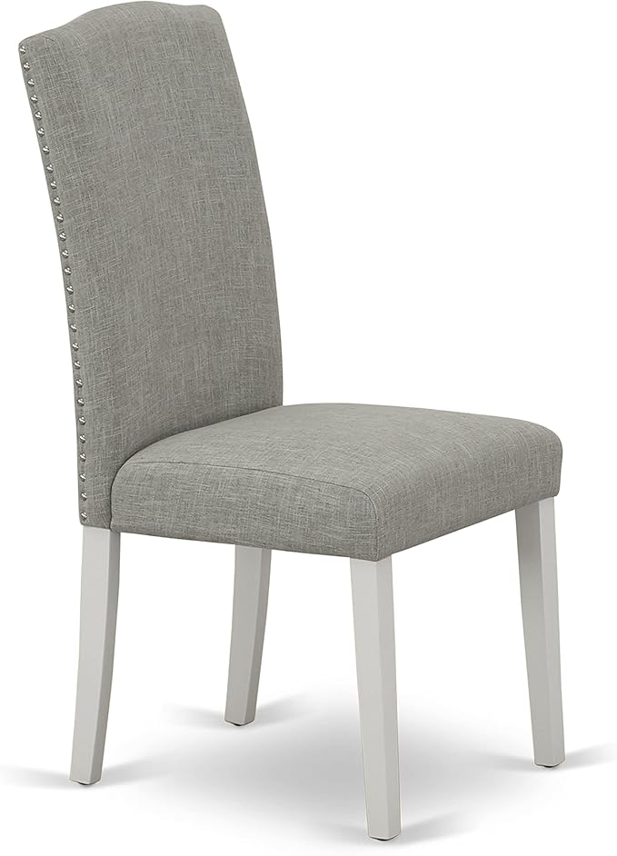 East West Furniture X097EN206-6 6 Piece Dining Set Contains a Rectangle Dining Room Table with X-Legs and 4 Dark Shitake Linen Fabric Parson Chairs with a Bench, 40x72 Inch, Multi-Color