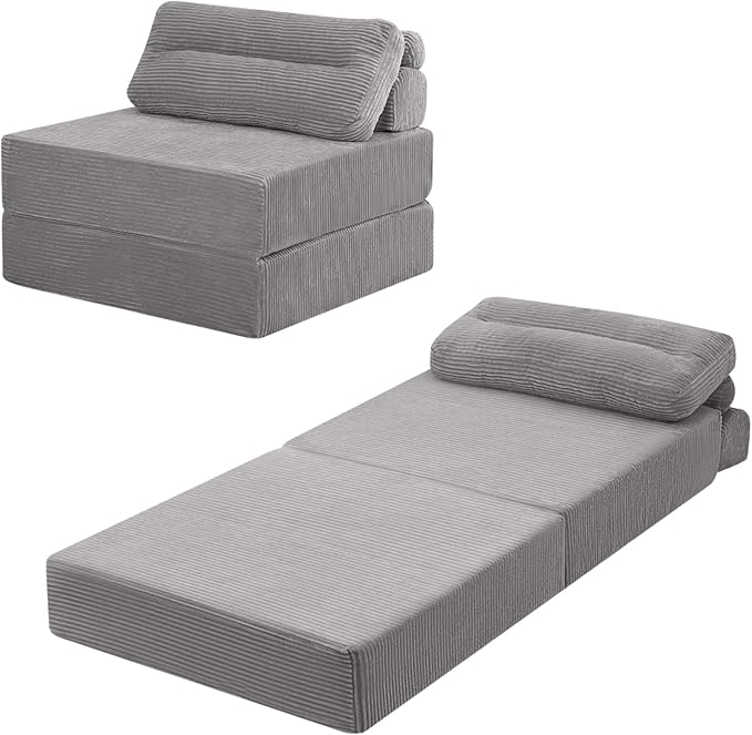 MeMoreCool No More Floor Sleeping Guests 2-in-1 Instant Guest Bed Transforms Studio Living - 5-Second Setup Boneless Design - Machine Washable Grey