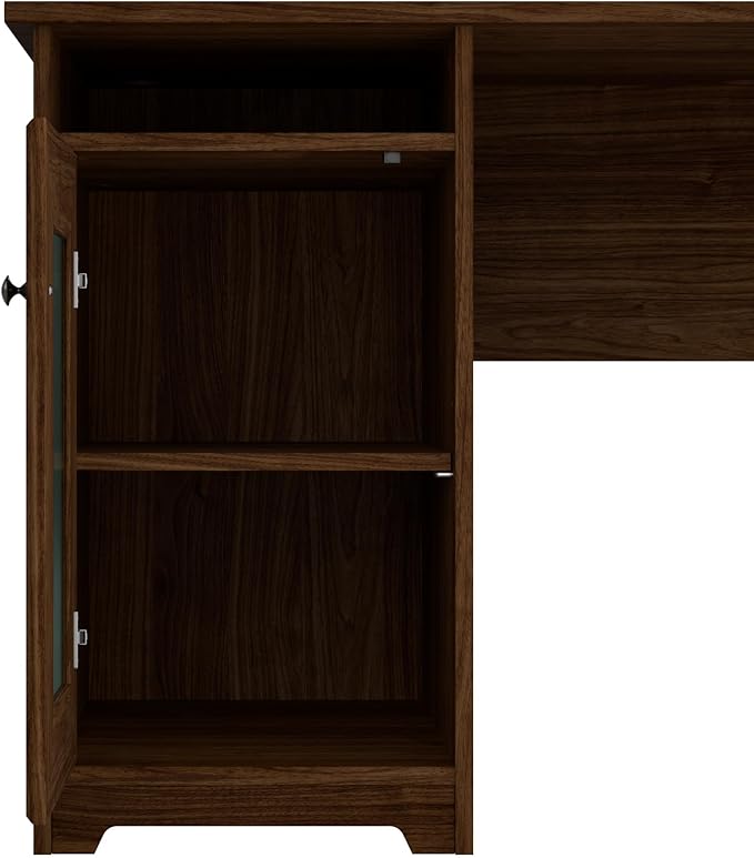 Bush Furniture Cabot L Shaped Computer Desk in Modern Walnut | Corner Table with Drawers for Home Office