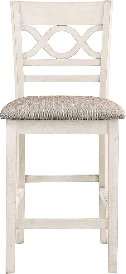 New Classic Furniture Cori 5-Piece Round Counter Dining Set with 1 Dining Table and 4 Chairs, 42-Inch, Beige and Brown