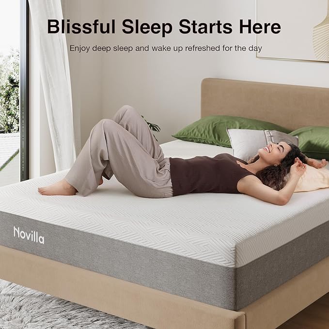 Novilla Twin Size Mattress, 12 Inch Gel Memory Foam Mattress for Cool Night & Pressure Relief, Medium Plush Feel with Motion Isolating, Bliss