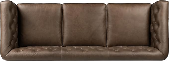 POLY & BARK Essex Leather Couch - 89-Inch Sofa with Tufted Back - Full-Grain Leather Sofa for Living Room with Feather-Down Topper - Living Room Couch - Vintage Italian Leather in Cocoa Brown