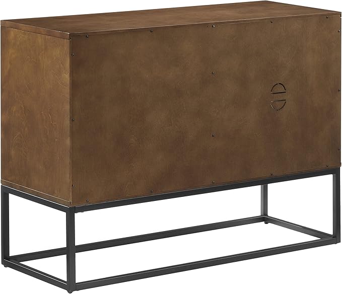 Crosley Furniture Byron Media Console and Record Player Stand with Storage for Vinyl Records, Brown/Black