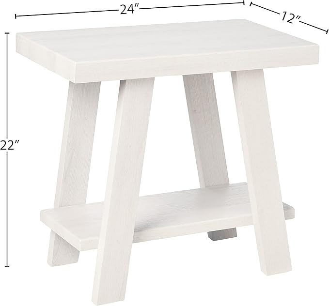 Roundhill Furniture Athens Contemporary Wood Shelf Side Table, White