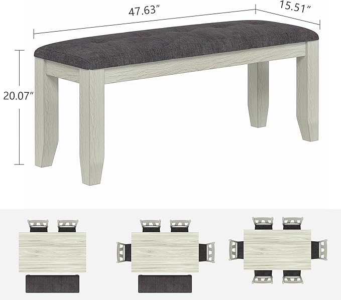 Solid Wood Dining Table, Part of Dining Table Set- Mix and Match Table, Chair, and Bench Sold Separately for Dining Room, Kitchen, Grey