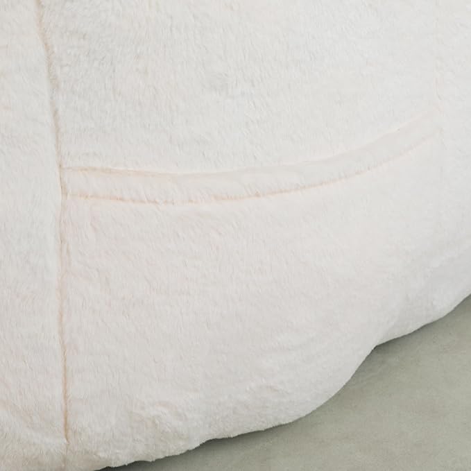 Furniliving Bean Bag Chair, Giant Bean Bag Chair Stuffed Floor Sofa for Adults Comfy Bean Bag Sofa with Back Support, Oversized Bean Bag Couch for Living Room Bedroom Dorm Office, Faux Leather, White