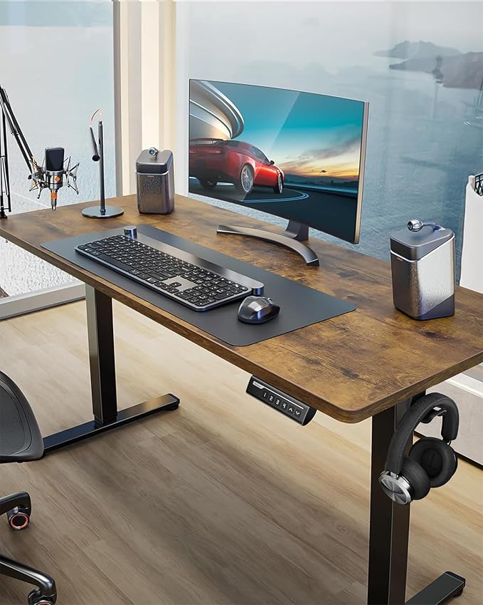 ErGear Electric Standing Desk, 44 x 24 Inches Height Adjustable Stand up Desk, Sit Stand Home Office Desk, with Two-Piece Desktop (Vintage Brown)