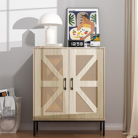 Buffet Cabinet with Storage – Waterproof MDF Sideboard & Modern Credenza with Doors and Adjustable Shelves, 32.9" Tall Coffee Bar Cabinet for Living Room, Kitchen, Dining Room, Hallway