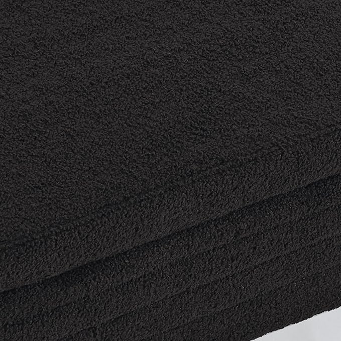 Furniliving 46” Storage Benches, End of Bed Bench with Button-Tufted Large Upholstered Storage Ottoman Teddy Window Bench with Storage Shoe Cabinet Bench, for Bedroom, Entryway, Closet, Black
