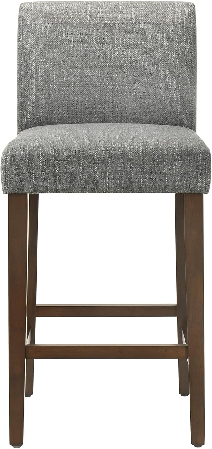 CHITA Counter Height Bar Stools Set of 2, 27" H Seat Height Upholstered Barstools, Fabric in Fog Grey