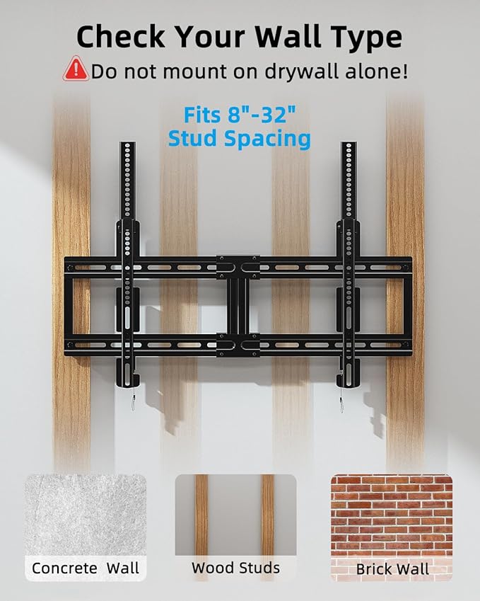 HOME VISION Fixed TV Wall Mount for Most 42"-100" Flat Curved TVs- 0.86'' Ultra Slim, Low Profile TV Mount Fits 8"-32" Studs, Heavy Duty Bracket Mounts for Large TVs, Max VESA 800X600mm, Up to 200lbs